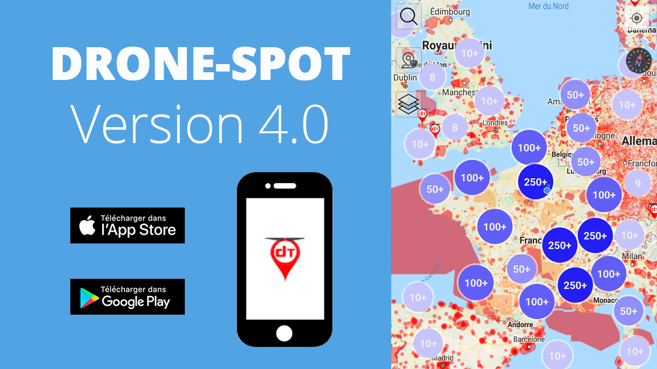 Où faire voler son drone : Drone-Spot, l'application mobile version 4.0