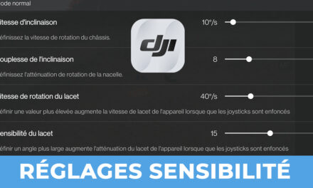 Réglages DJI FLY inclinaison et sensibilité de la nacelle (vitesse de rotation de la caméra)